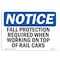 Signmission OSHA, Fall Protection Required When Working On, 10in X 7in Rigid Plastic, 10" W, 7" H, Landscape OS-NS-P-710-L-12472 - alternate 1